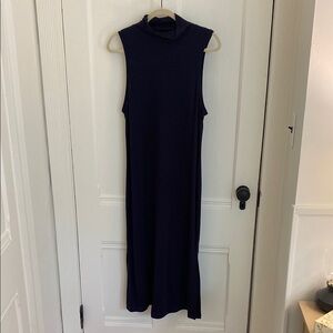 BANANA REPUBLIC Mockneck Sleeveless Maxi Dress, Navy Blue, Size Large, NWT